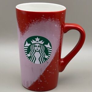 Starbucks 2021 Red Tall Latte Mug 16oz Snow Splash Ceramic CoffeeCup
